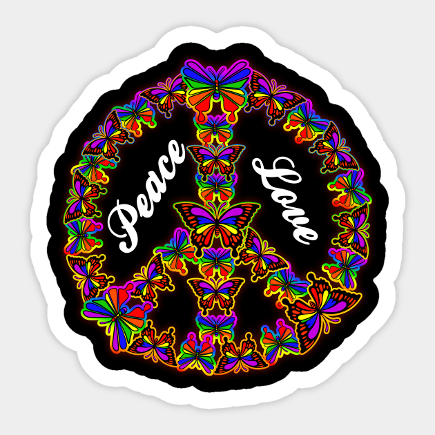 Butterfly Peace Sign Peace Sign Sticker Teepublic 